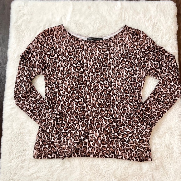 WH|BM Crew Neck Leopard Print Sweater - Picture 2 of 7